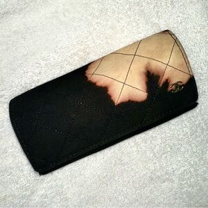 Chanel Quilted Sunglasses Case Black Gold CC Logo Soft Pouch Case Only